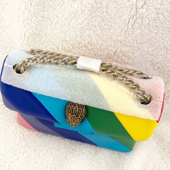 Kurt Geiger London Leather Mini Kensington Rainbow Stripe Crossbody Bag NWT - Picture 2 of 11